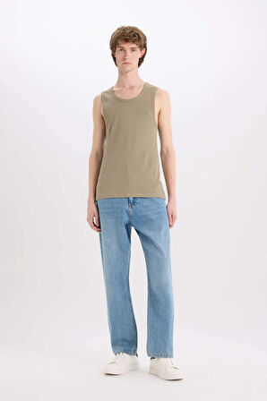 Slim Fit Dar Kesim Bisiklet Yaka Ribana Atlet