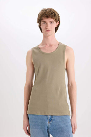 Slim Fit Dar Kesim Bisiklet Yaka Ribana Atlet
