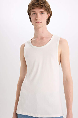 Slim Fit Dar Kesim Bisiklet Yaka Ribana Atlet
