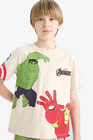 DeFacto Erkek Çocuk Marvel Avengers 2'li Takım Kısa Kollu Tişört Şort E0346A825SMBG74