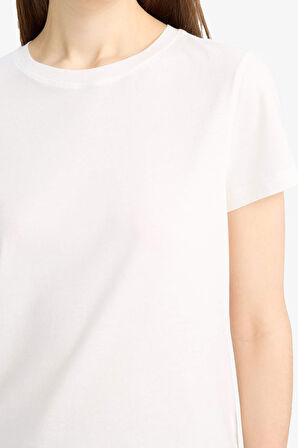 Regular Fit Bisiklet Yaka Basic Düz Penye Kısa Kollu Tişört