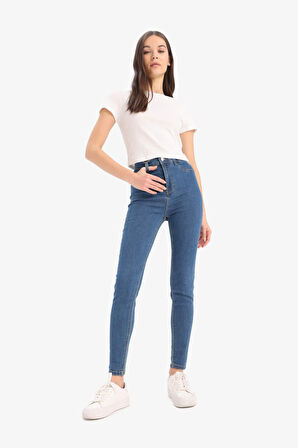 Jegging Yüksek Bel Bilek Boy Dar Paça Basic Düz Jean Pantolon