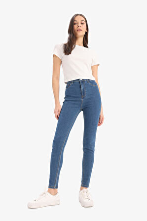 Jegging Yüksek Bel Bilek Boy Dar Paça Basic Düz Jean Pantolon