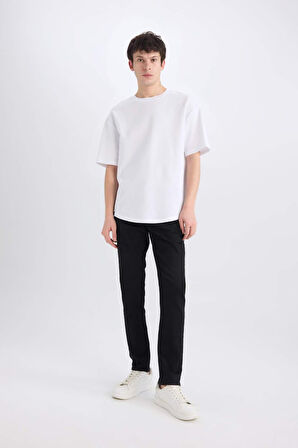 DeFacto Carlo Skinny Fit Ekstra Dar Kalıp Normal Bel Ekstra Dar Paça Siyah Jean Pantolon E7445AX25SPNM40