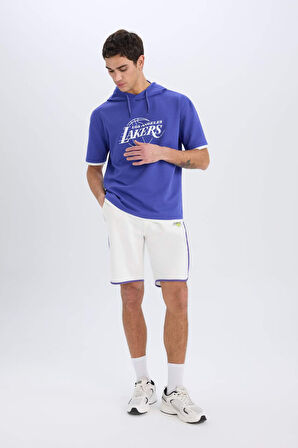 DeFactoFit NBA Los Angeles Lakers Standart Fit Kısa Paça Şort W9811AZ25SPER105