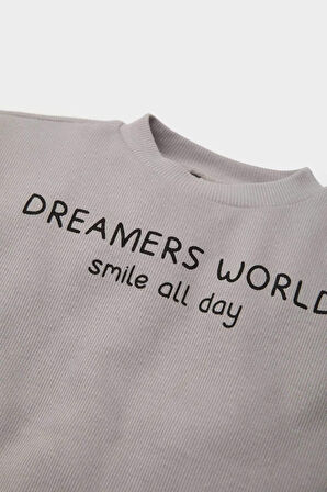 DeFacto Erkek Bebek 2'li Takım Selanik Kumaş Etiket Baskılı Sweatshirt Eşofman Altı D4647A525SPGR52
