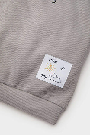 DeFacto Erkek Bebek 2'li Takım Selanik Kumaş Etiket Baskılı Sweatshirt Eşofman Altı D4647A525SPGR52