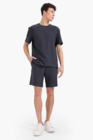 DeFacto %100 Pamuk Relax Fit Twill Dokulu Cepli Şort E2590AX25SMAR214