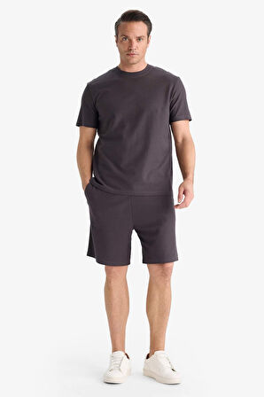 DeFacto %100 Pamuk Relax Fit Twill Dokulu Cepli Şort E2590AX25SMAR223
