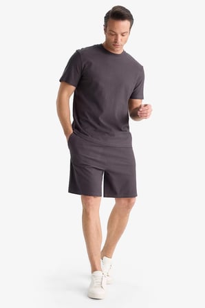 DeFacto %100 Pamuk Relax Fit Twill Dokulu Cepli Şort E2590AX25SMAR223