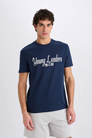 Regular Fit Bisiklet Yaka Baskılı Kısa Kollu Tişört