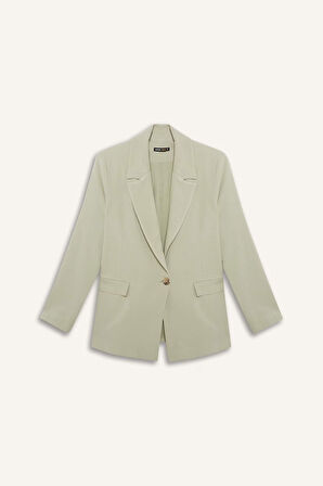 Oversize Geniş Kalıp Keten Karışımlı Blazer Ceket
