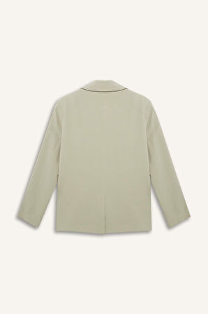 Oversize Geniş Kalıp Keten Karışımlı Blazer Ceket