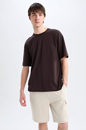 Regular Fit Düz Paça Kargo Cepli Basic Düz Şort
