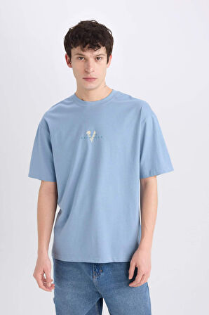 Vikings Valhalla Boxy Fit Bisiklet Yaka Sırt Baskılı Kısa Kollu Tişört