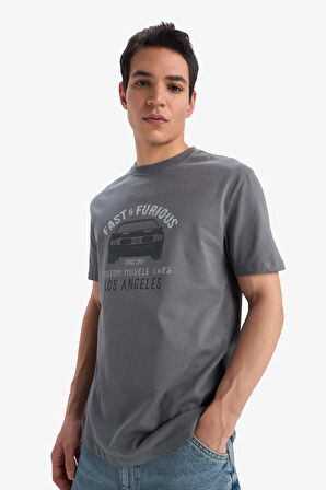 DeFacto %100 Pamuk Fast & Furious Regular Fit Bisiklet Yaka Kısa Kollu Tişört E0621AX25SMGR206