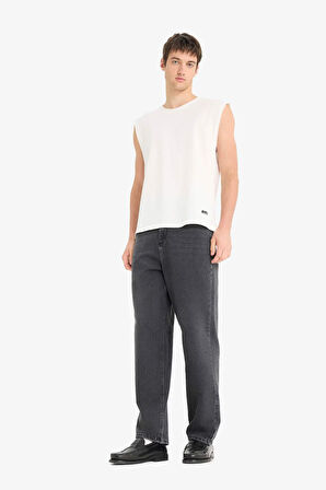 %100 Pamuk Boxy Fit Bisiklet Yaka Basic Düz Atlet
