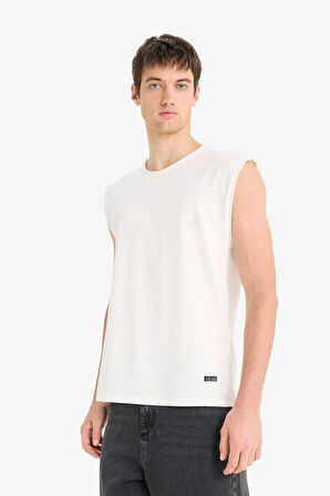 %100 Pamuk Boxy Fit Bisiklet Yaka Basic Düz Atlet