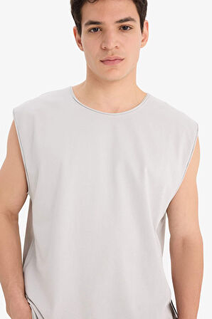 %100 Pamuk Boxy Fit Bisiklet Yaka Basic Düz Atlet
