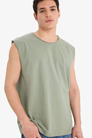 %100 Pamuk Boxy Fit Bisiklet Yaka Basic Düz Atlet