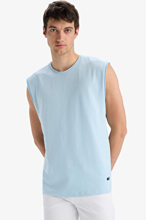 %100 Pamuk Boxy Fit Bisiklet Yaka Basic Düz Atlet