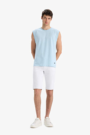 %100 Pamuk Boxy Fit Bisiklet Yaka Basic Düz Atlet