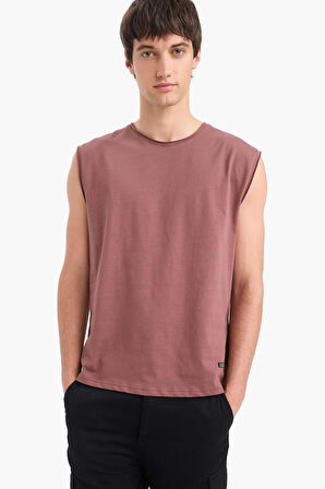 %100 Pamuk Boxy Fit Bisiklet Yaka Basic Düz Atlet