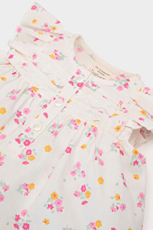 DeFacto Kız Bebek Çiçekli Kısa Kollu Twill Elbise E5811A525SMER134