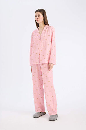 DeFacto Uzun Boy Dokuma Pijama Altı-Fall in Love E5773AX25SPPN99