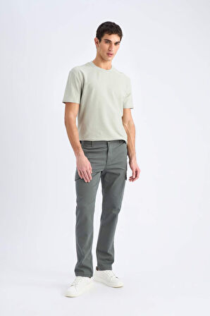 Regular Fit Bisiklet Yaka Kısa Kollu Dokulu Twill Tişört