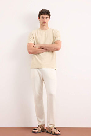 Regular Fit Bisiklet Yaka Kısa Kollu Dokulu Twill Tişört