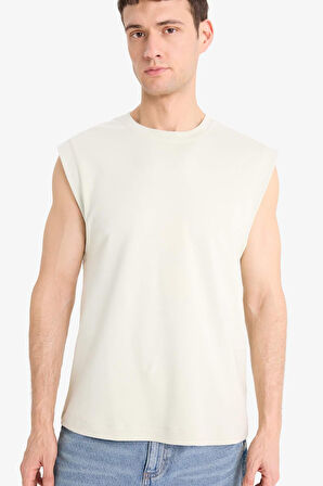 DeFacto %100 Pamuk Boxy Fit Bisiklet Yaka Baskılı Atlet C5040AX25HSKH494