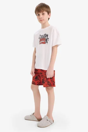 DeFacto %100 Pamuk Marvel Comıcs Beli Lastikli Pijama Takımı Erkek Çocuk E2702A825HSWT34