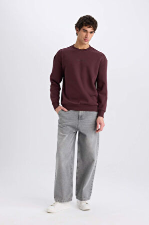 DeFacto Boxy Fit Bisiklet Yaka Baskılı Sweatshirt X8282AZ24AUBR150