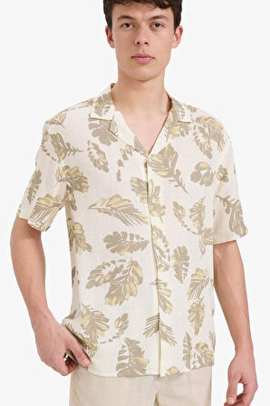 Regular Fit Polo Yaka Desenli Yazlık Kısa Kollu Gömlek
