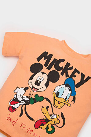 DeFacto Erkek Bebek Disney Mickey & Minnie 2'li Takım Kısa Kollu Tişört Beli Lastikli Şort E6924A525SMOG208