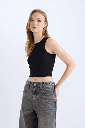 DeFacto Fitted Halter Yaka Fitilli Kaşkorse Atlet U0357AZ25SMBK81