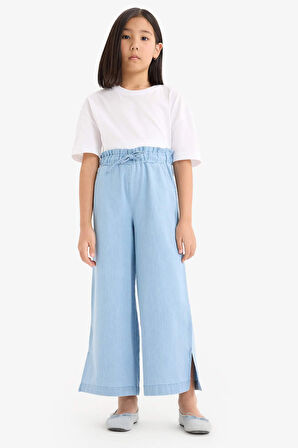 Kız Çocuk Culotte Geniş Paça Jean Pantolon