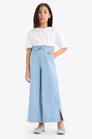 Kız Çocuk Culotte Geniş Paça Jean Pantolon