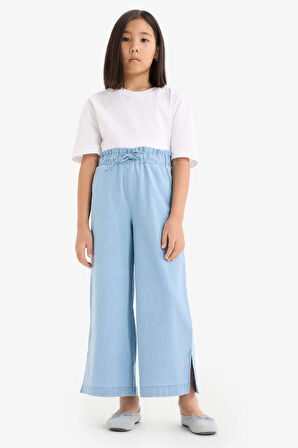 Kız Çocuk Culotte Geniş Paça Jean Pantolon