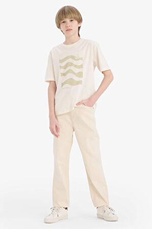 DeFacto Erkek Çocuk Bisiklet Yaka Baskılı Kısa Kollu Tişört E0177A825HSER100