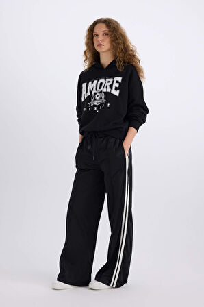 Wide Leg Geniş Paça Beli Lastikli Cepli Uzun Boy Eşofman Altı