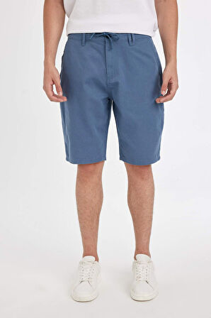 Regular Fit Düz Paça Gabardin Bermuda Şort