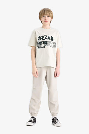 DeFacto Erkek Çocuk Bisiklet Yaka Baskılı Kısa Kollu Tişört E0188A825HSGR477