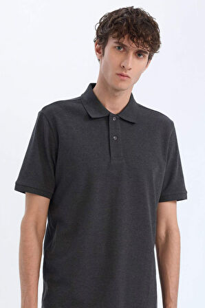 Regular Fit Kısa Kollu Basic Düz Pike Kumaş Polo Tişört