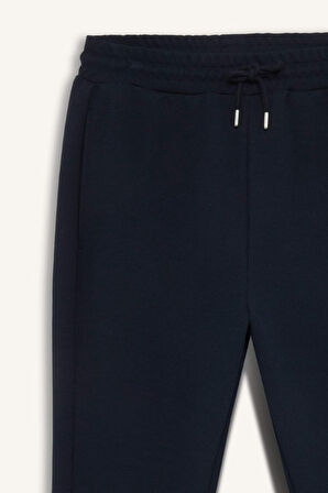 Slim Fit Dar Kesim Beli Bağcıklı Twill Eşofman Altı