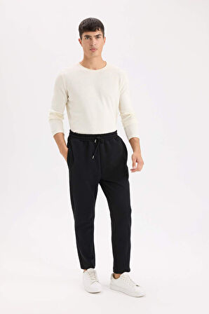 DeFacto Siyah Eşofman Altı Twill Slim Fit Dar Kesim Beli Bağcıklı Cepli Düz Paça D9708AX24AUBK81