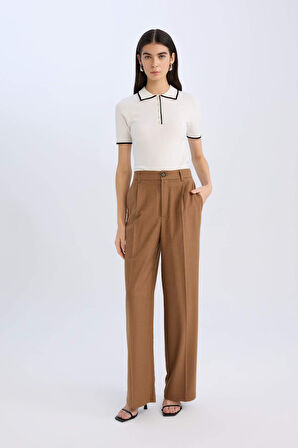 DeFacto Wide Leg Pantolon Cepli Yüksek Bel Geniş Paça Uzun Boy D9182AX24AUBN218