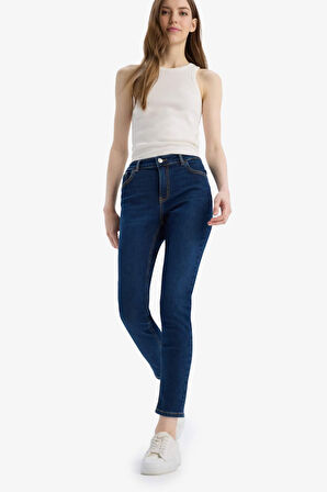 Rebeca Skinny Fit Yüksek Bel Düz Paça Uzun Jean Taş Yıkama Pantolon