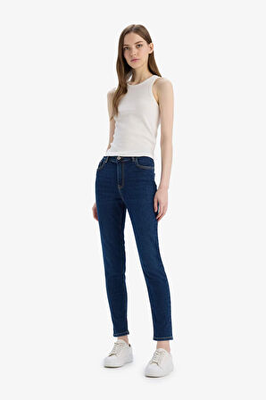Rebeca Skinny Fit Yüksek Bel Düz Paça Uzun Jean Taş Yıkama Pantolon